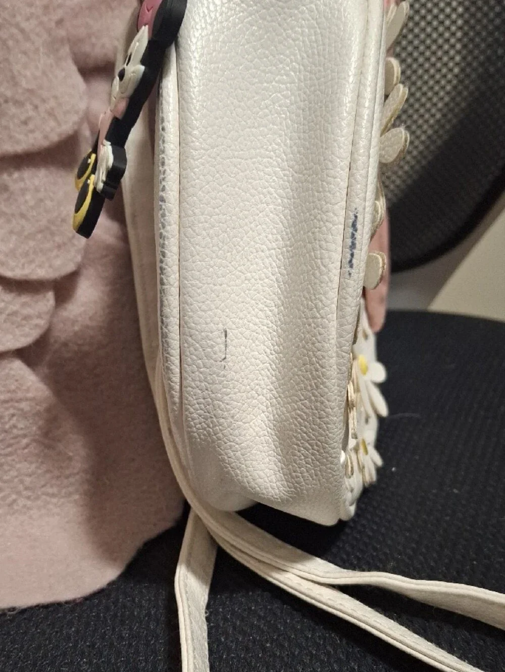 Disney White Daisy Ear Crossbody with Pink Glitter Bow and Minnie Mouse Charm